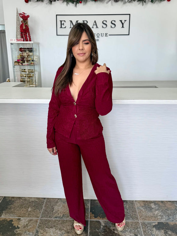 Luxe Textured Set – Burgundy