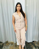 Beige Cargo Jumpsuit