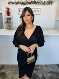 Noir Luxe Wrap Dress