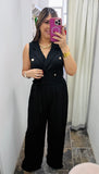 Golden Statement Pleats Jumpsuit