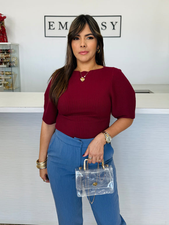 Wine Luxe Knit Top