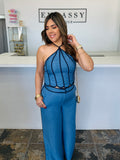 Azure Grace Halter Pant Set