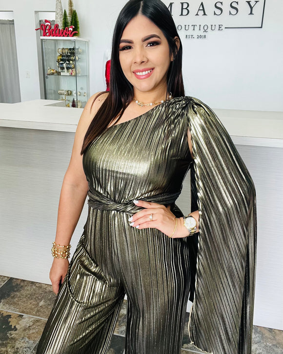 Angelica Metallic Gold Jumpsuit