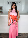 Printed Halter Neck Maxi Dress