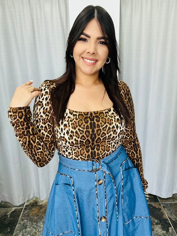 Animal Print & Denim Dress