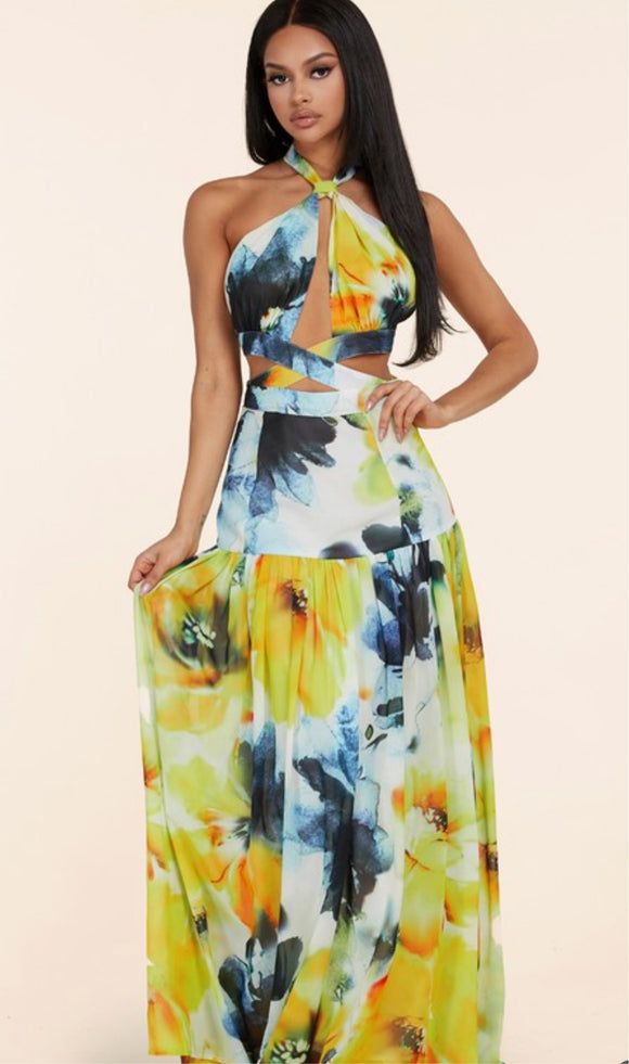 Flower Print Maxi Dress